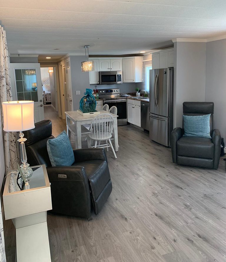 AquaTeck flooring in an open-concept living room
